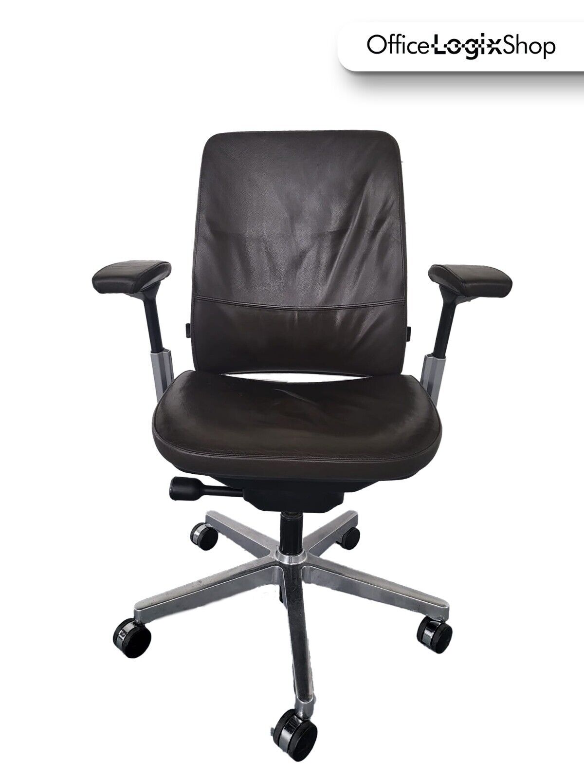 Steelcase Amia (Leap V2) Task Chair - Fully Adjustable - Brown Stitched Leather