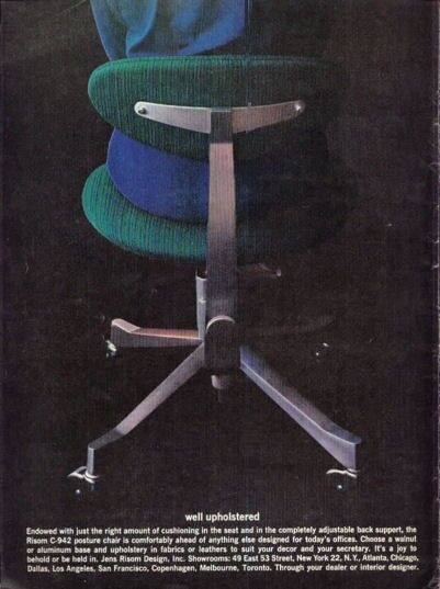 1961 Jens Risom PRINT AD Design Fashion Upholstered Chair  Great Vintage Docu Ad
