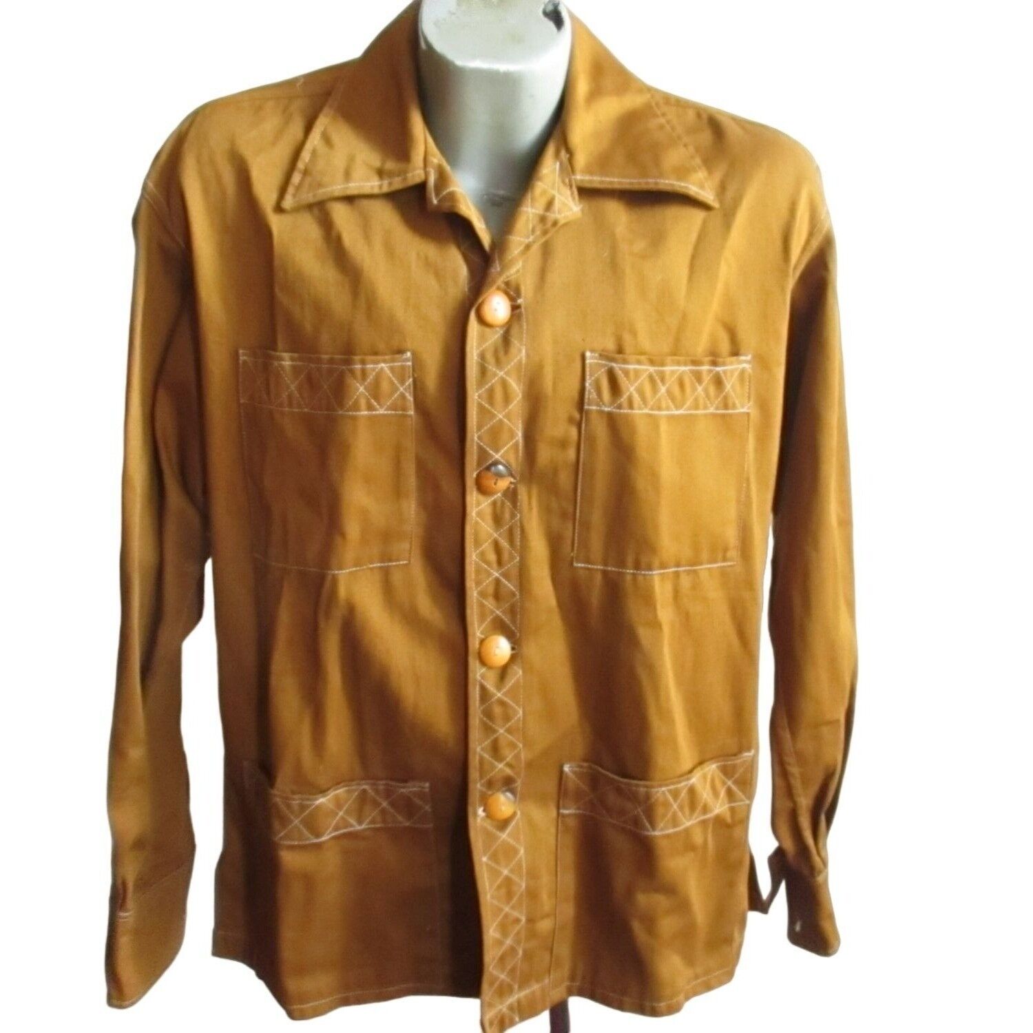Atomic MCM Vintage 1950\'s Jacket Mens Large Wooden Buttons 4 Pocket
