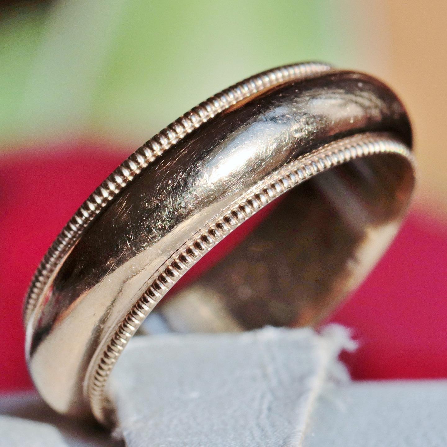 14k yellow gold wedding band ring size 5 handmade 1920\'s Antique 4.0gr N2693B
