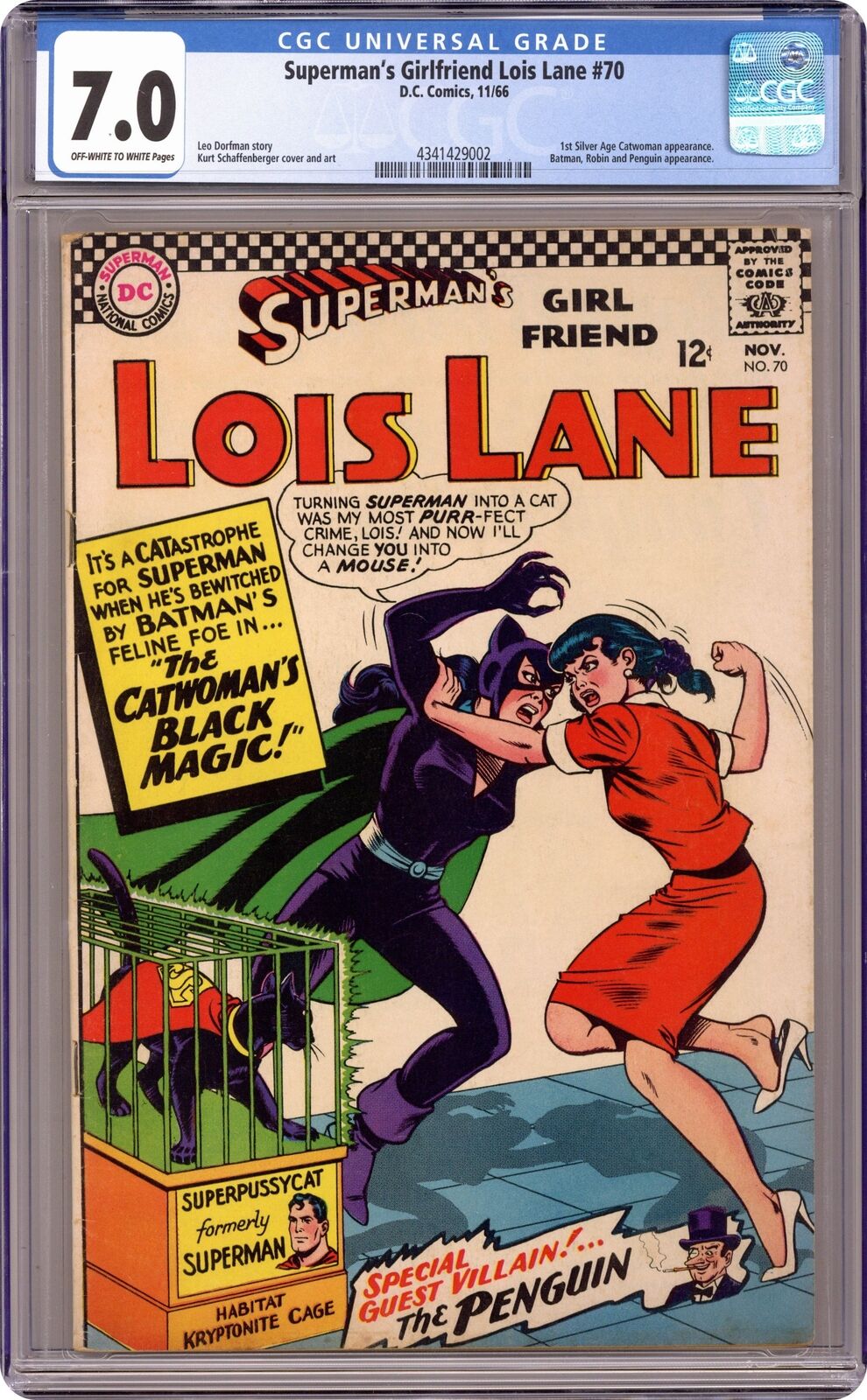 Superman's Girlfriend Lois Lane #70 CGC 7.0 1966 4341429002 1st SA app. Catwoman
