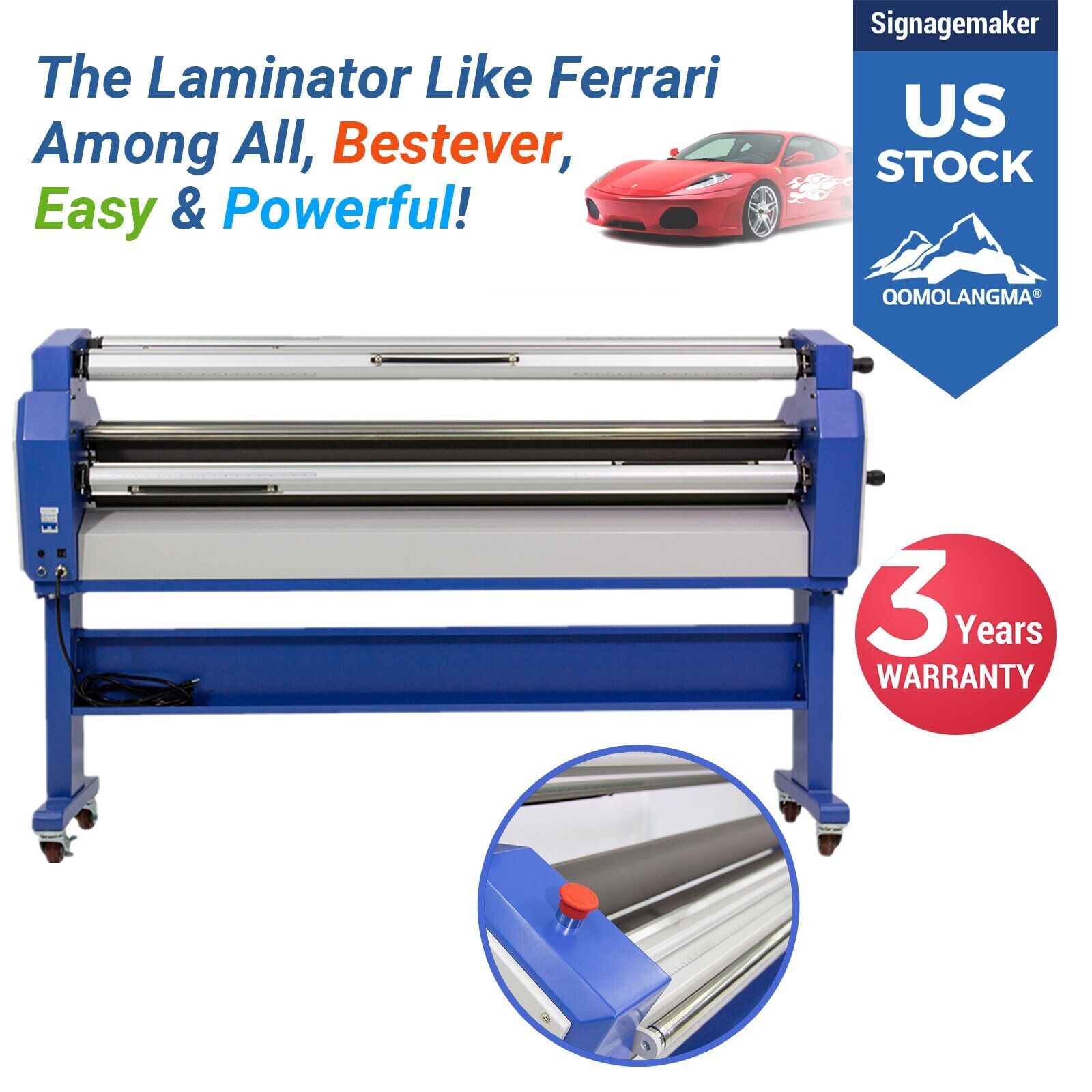 US Stock QOMOLANGMA 55in Full-auto Wide Format Cold Laminator with Heat Assisted