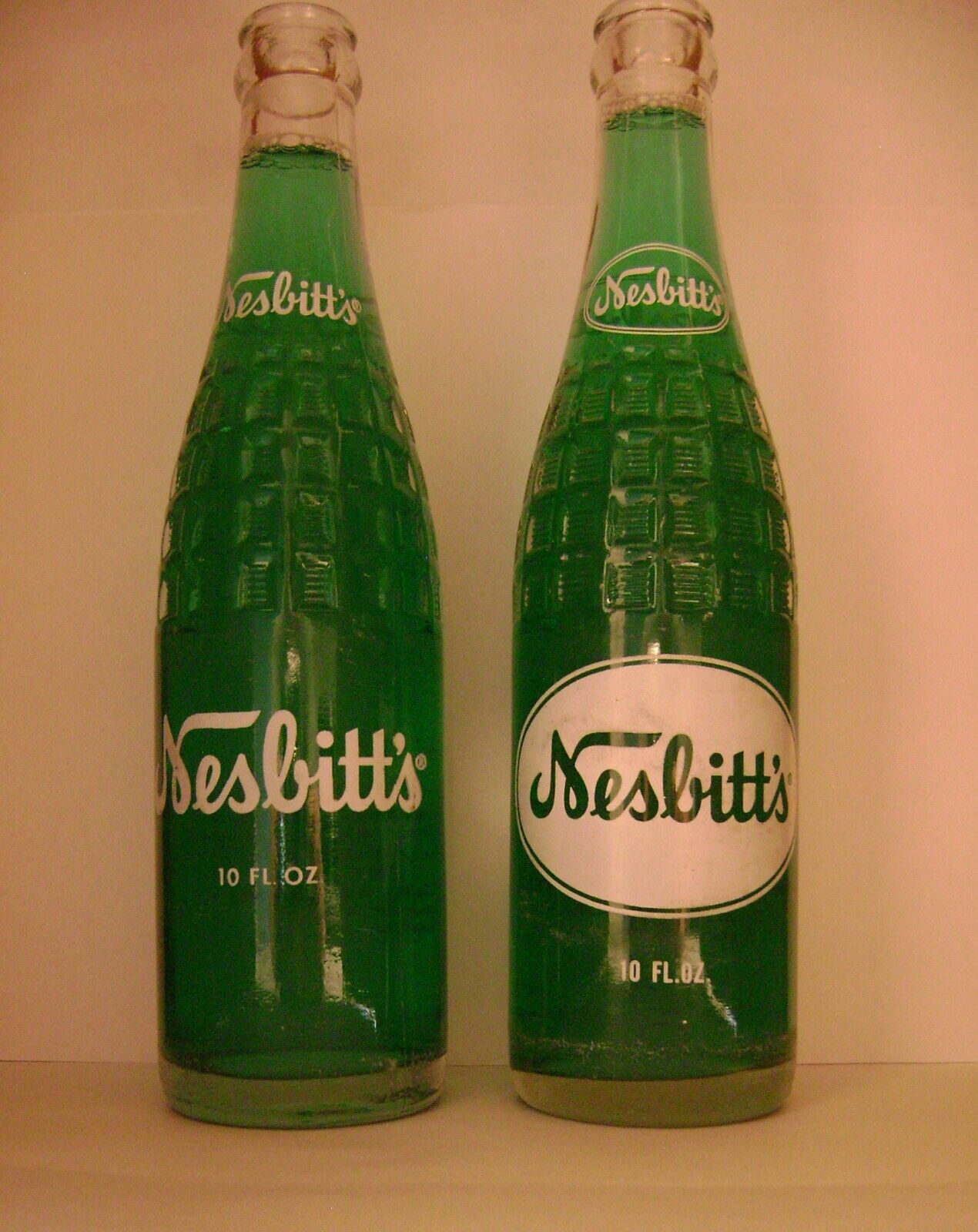 Vintage ACL Nesbitt's bottles, (1970 & 1972) 10-oz