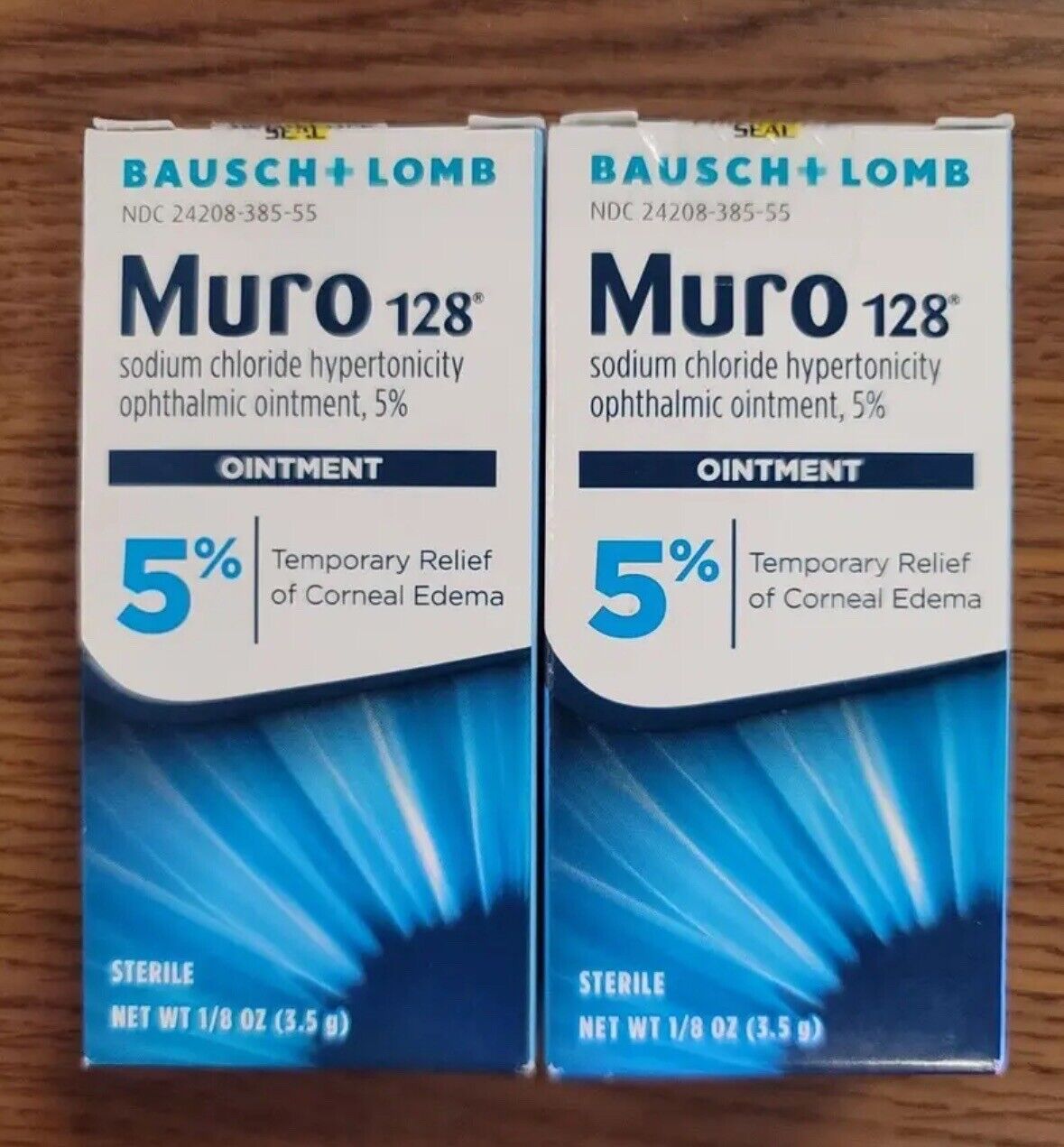 New Lot Of 2 Boxes Bausch + Lomb Muro 128 Eye Ointment Corneal Edema 5%