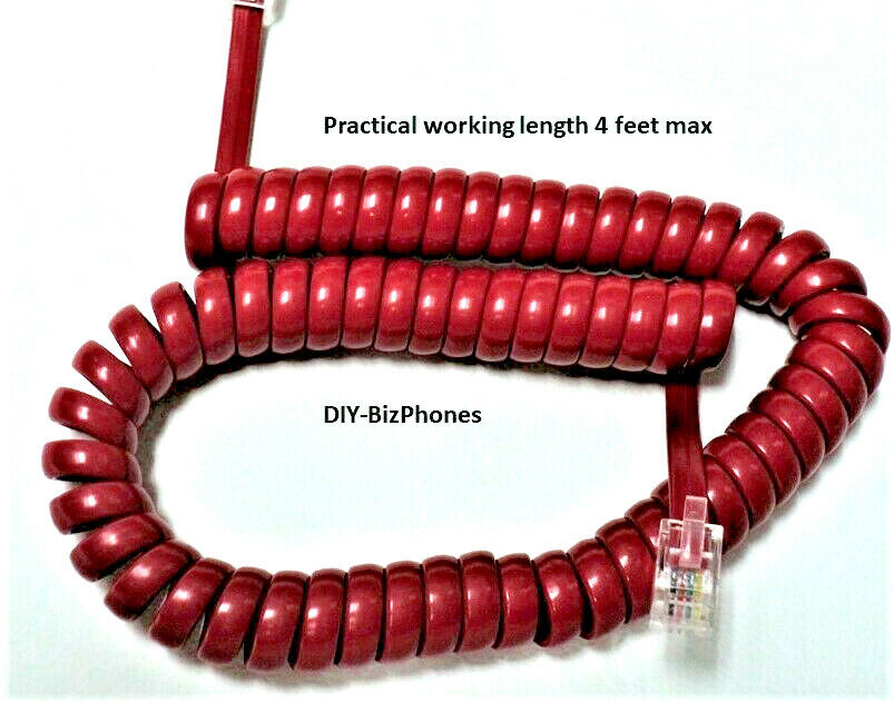 Cherry Red Handset Cord Vintage Phone Receiver Curly Cablesys Short (6 Ft)2500RD