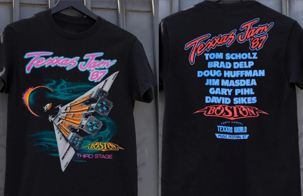 Boston Texxas Jam Tour '87 T-Shirt Boston Band Tour '87 T-Shirt Double Sides S-5