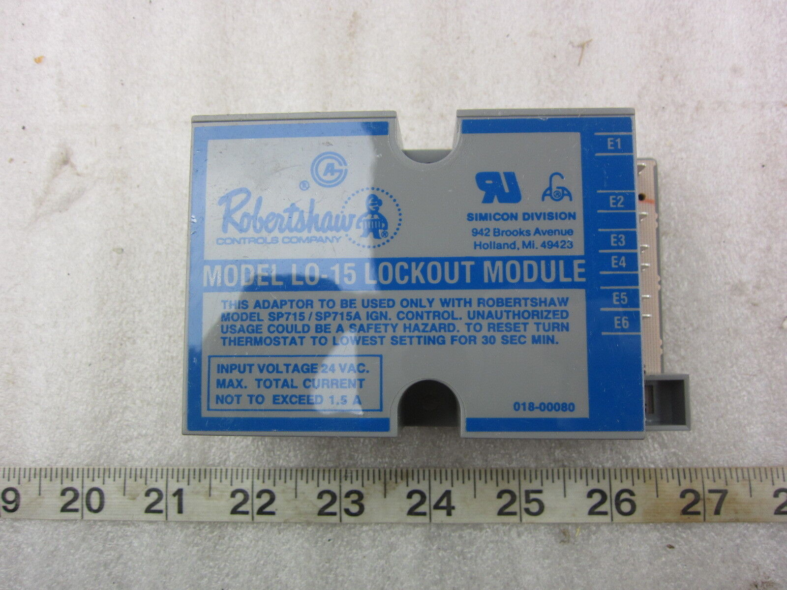 Robertshaw LO-15 B13707-21 62-21940-01 Lock-Out Module, New