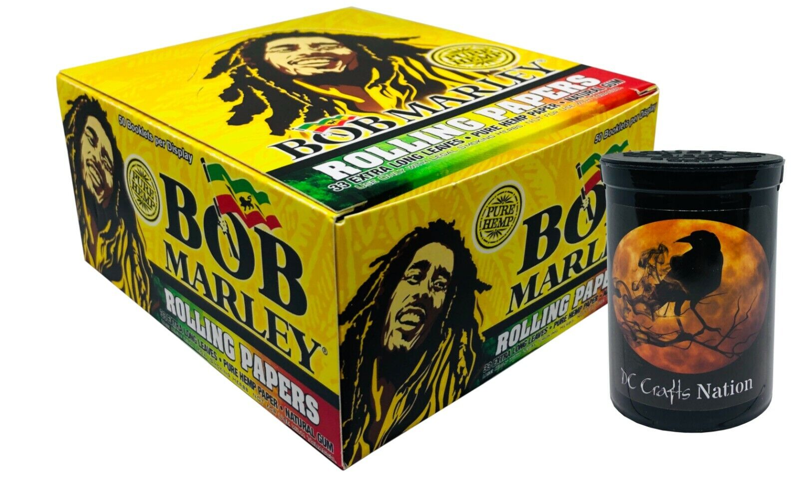 Bob Marley King Size Rolling Papers Box of 50 & Child Resistant Fresh Kettle