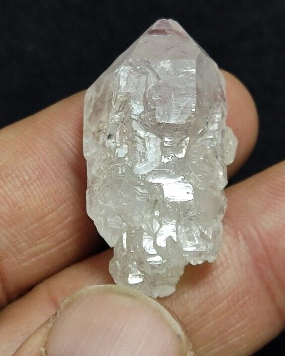 Miniature Etched Natural Transparent Quartz Amethyst Double Terminated 11 grams