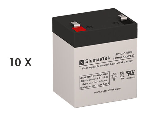 APC RBC143 Replacement Batteries (Set of 10) 12V 5.5AH By SigmasTek