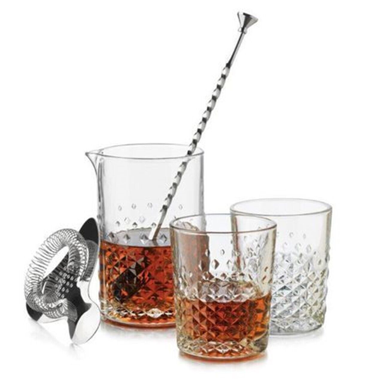LIBBEY 5-PC VINTAGE MODERN BAR SET INCLUDES 12 OZ DOUBLE OLD-FASHIONED GLASSES