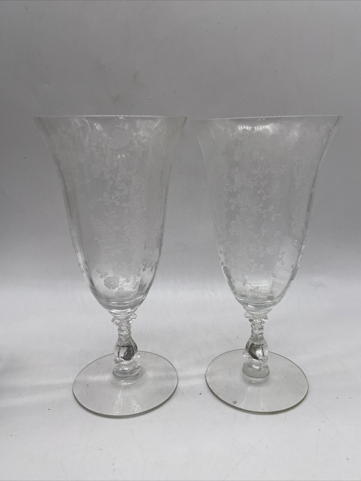 Cambridge Rose Point Goblet Glass SET OF 2 Great Condition 1973