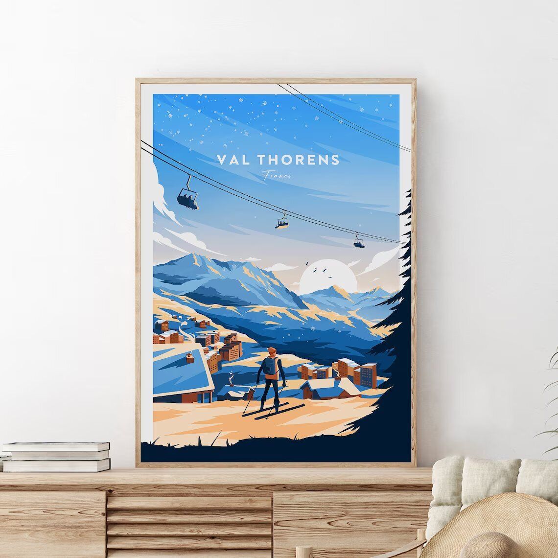 France, Val Thorens Traditional Travel poster Choose your Size