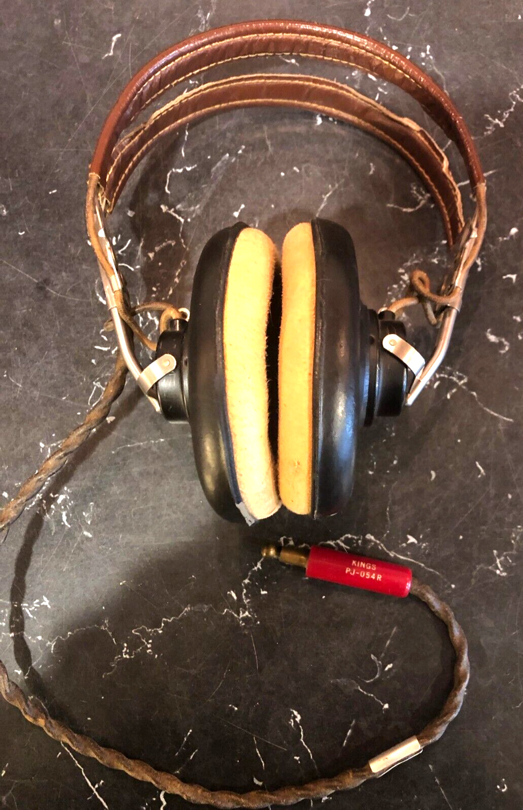 Vintage Rare WWII M-301 Headphones w/Leather HB-7 Headband Kings PJ-054R Plug