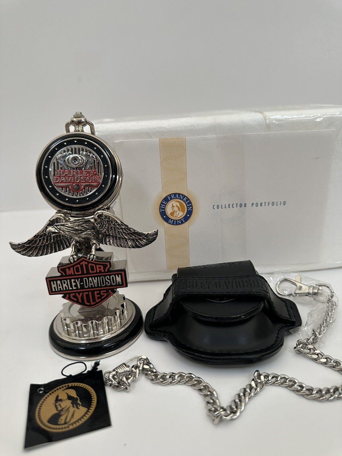 FRANKLIN MINT Pocket Watch Harley Davidson Low Rider With Box And Paperwork