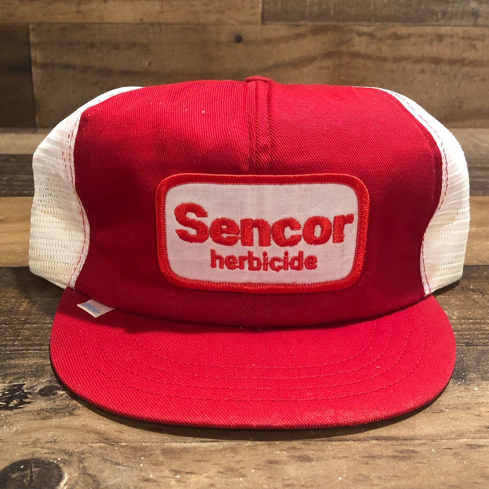 Vintage Sencor Herbicide Hat Snapback Trucker Cap Mens Red White 90s - READ