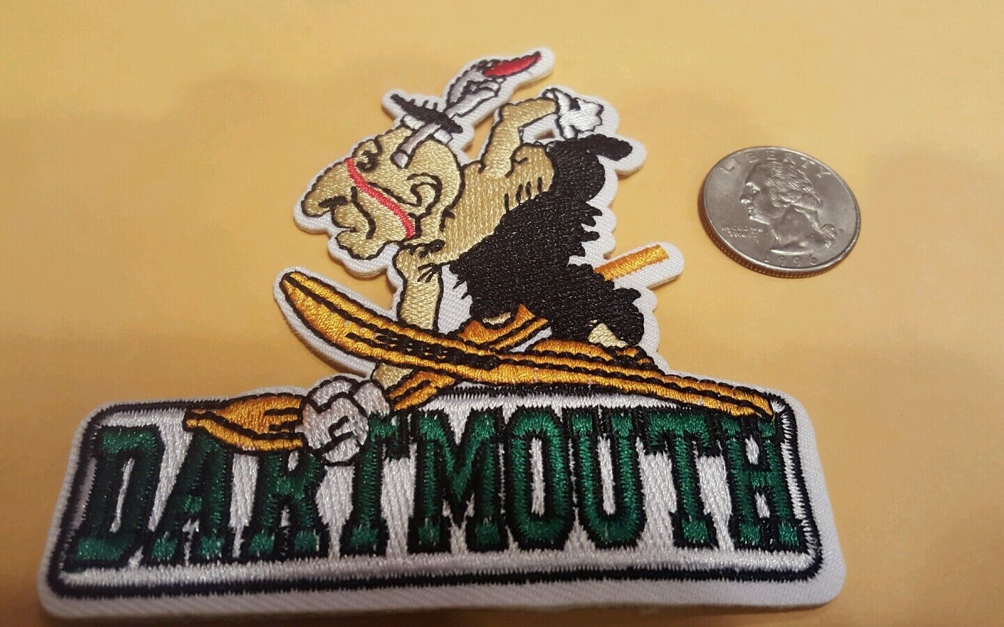 The Dartmouth College big green vintage embroidered iron on patch 3”