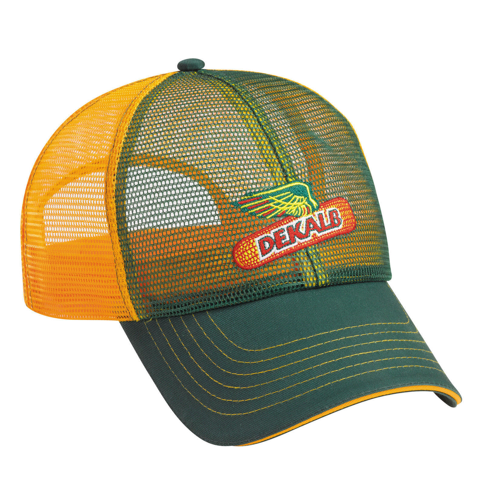 DEKALB SEED Green & Yellow FullMesh Trademark Logo Cap Hat New Ballcap Corn