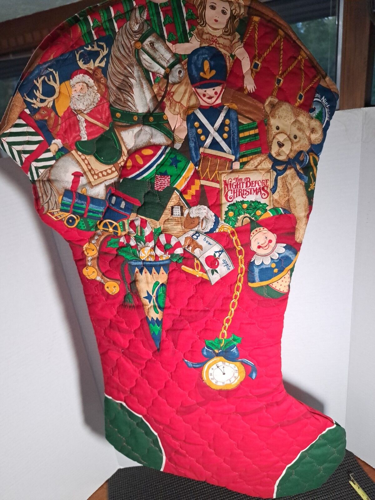 Cranston Vintage Handcrafted Jumbo Stocking Night Before Christmas 17x32 Quilted