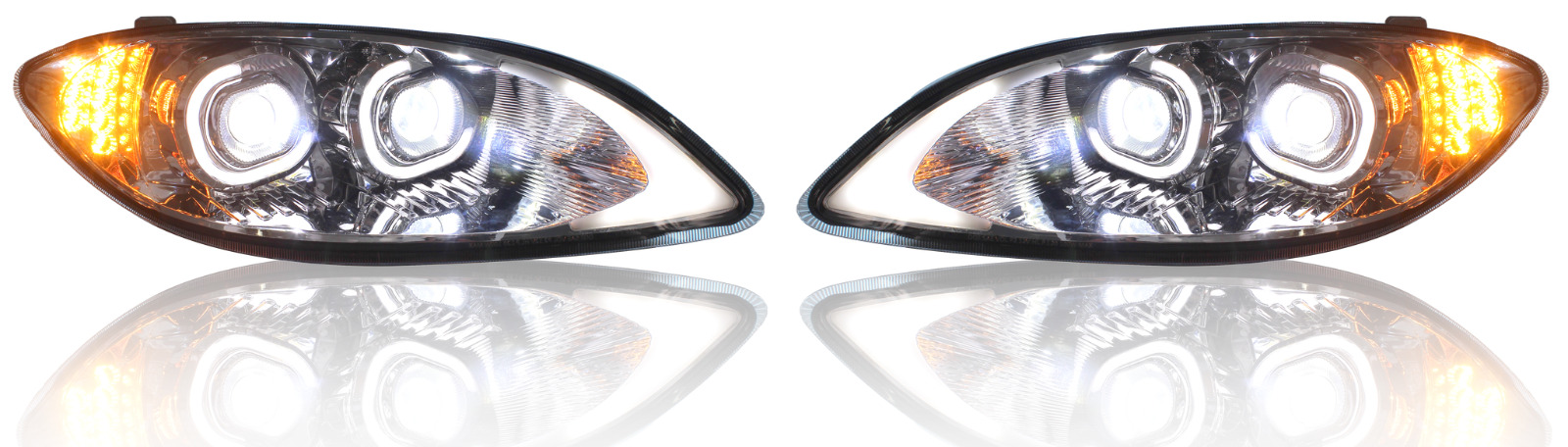 International Pro Star Full LED Headlights  DOT Approved Chrome Pair 