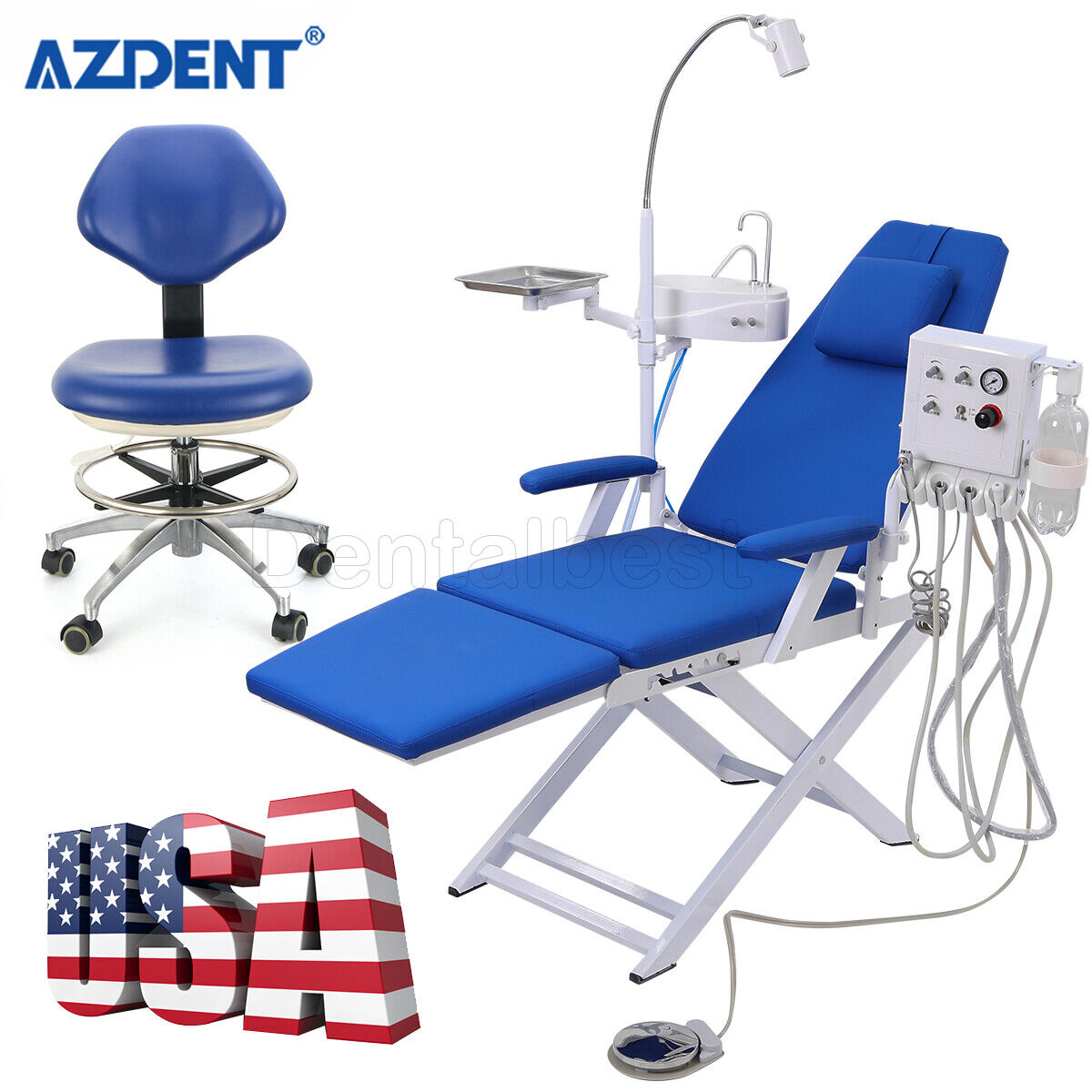 Portable Dental Folding Chair+Turbine Unit+LED Light+Weak Suction+ Dentist Chair