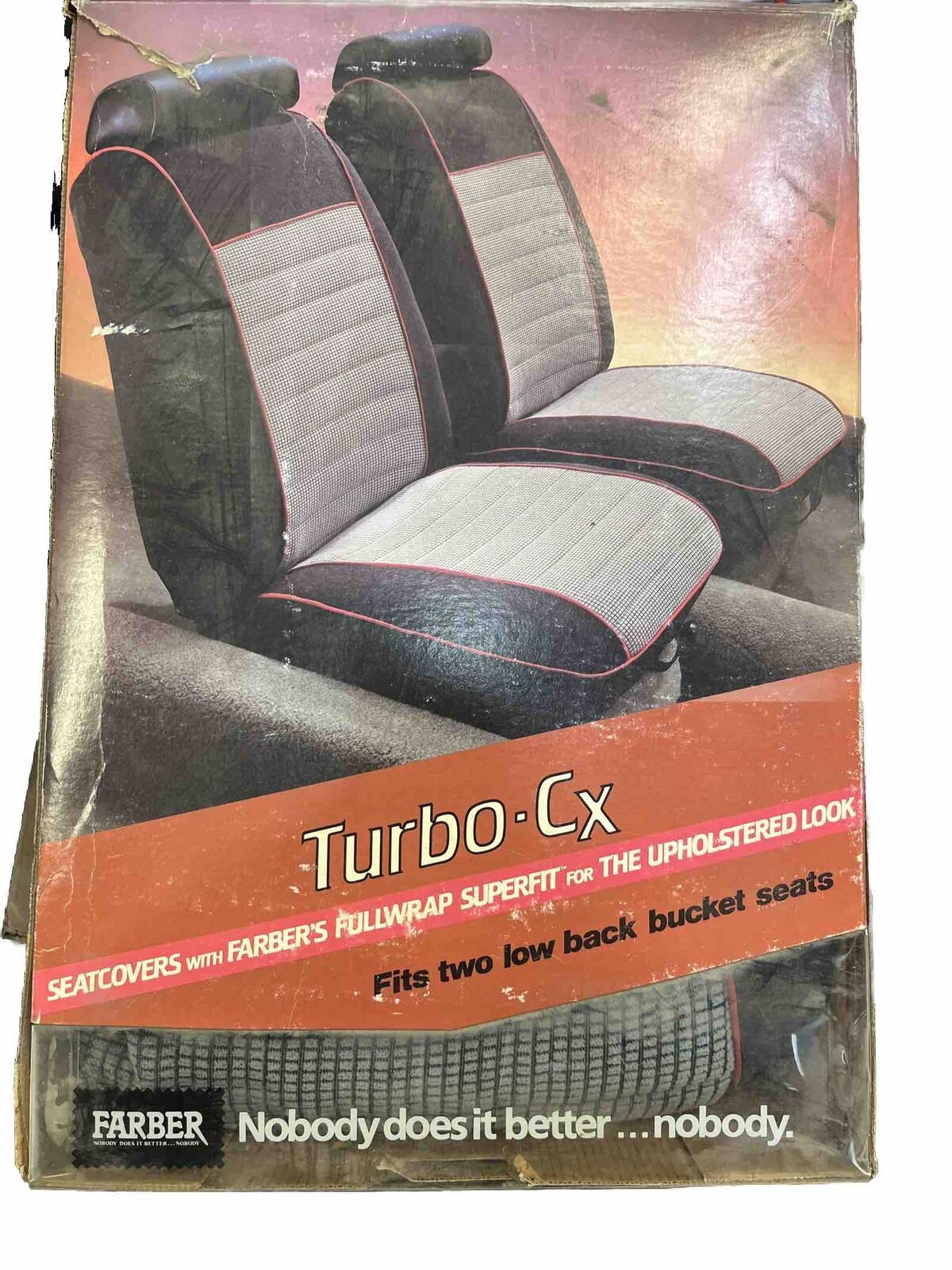 Vintage Farber Turbo-CX Low Back Bucket Seat Cover Black 40-551-006-04 12-694