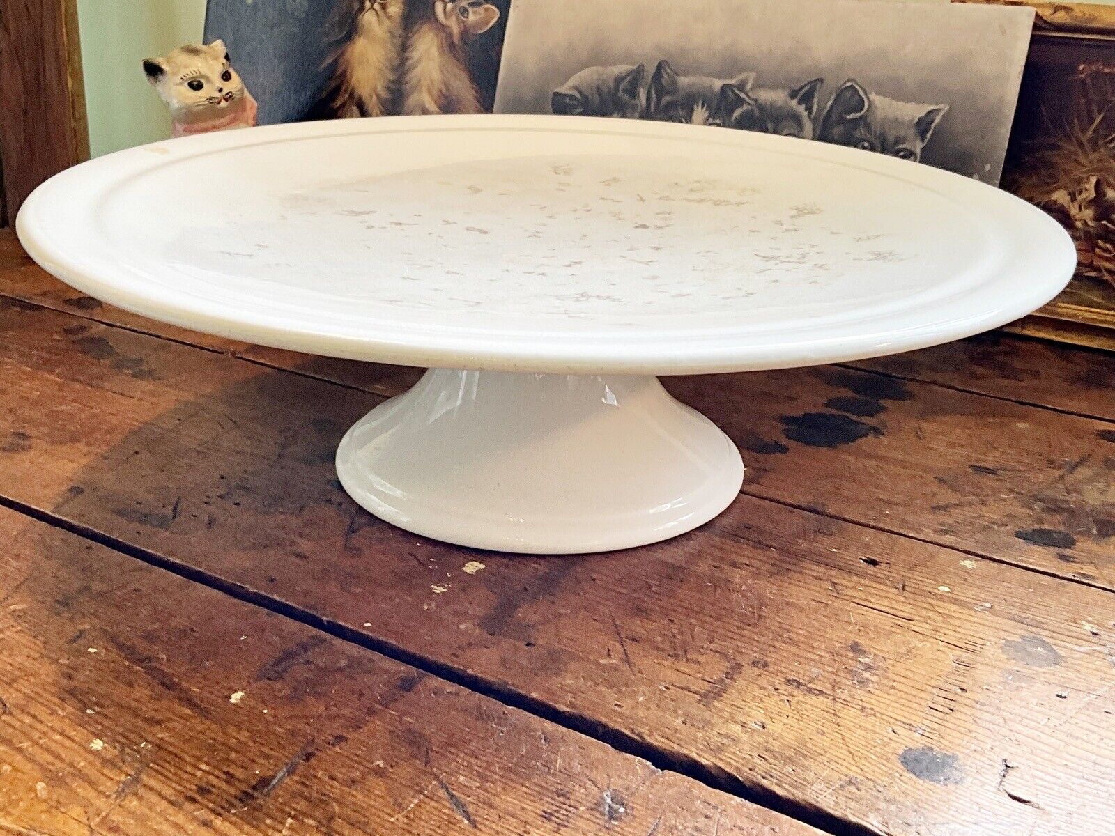 Antique White Ironstone PEDESTAL CAKE STAND Made In Holland  14.5\