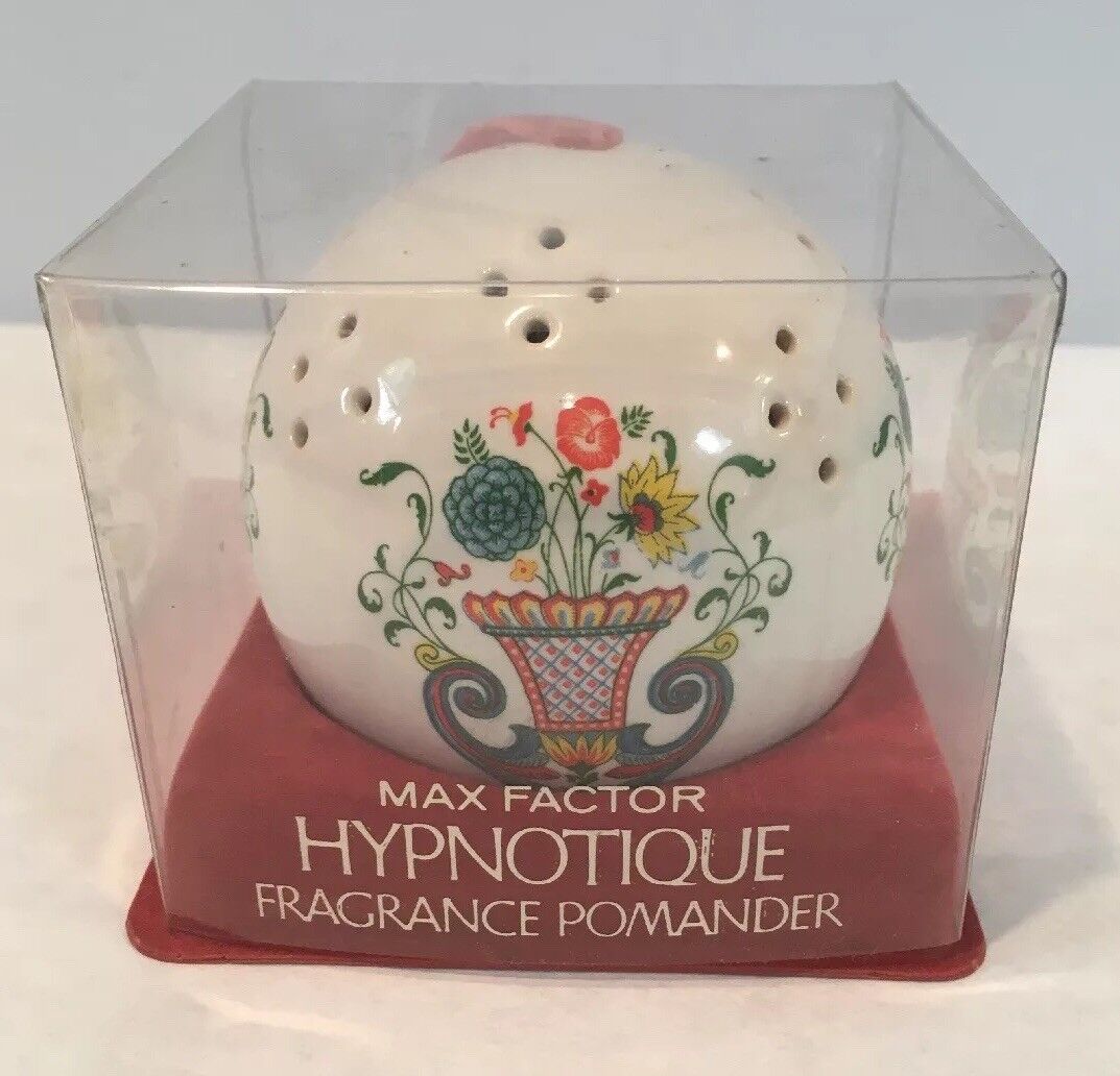 Rare 1960\'s Max Factor Hypnotique Fragrance Pomander Porcelain Original Package