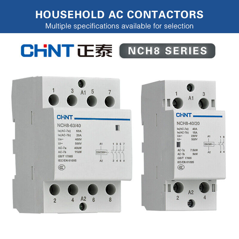 CHNT Household AC contactor 220v single-phase NCH8 small   20A 25A 40A rail type