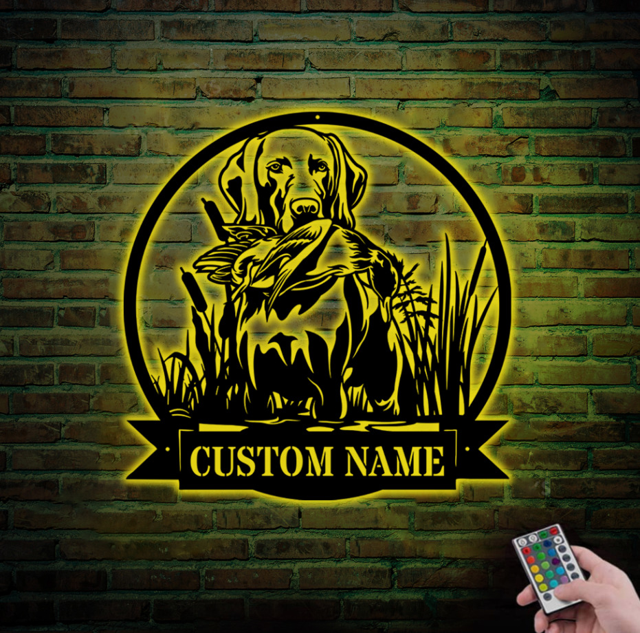 Custom Chesapeake Bay Retriever Dog Hunting Metal Wall Art LED Light Home Decor