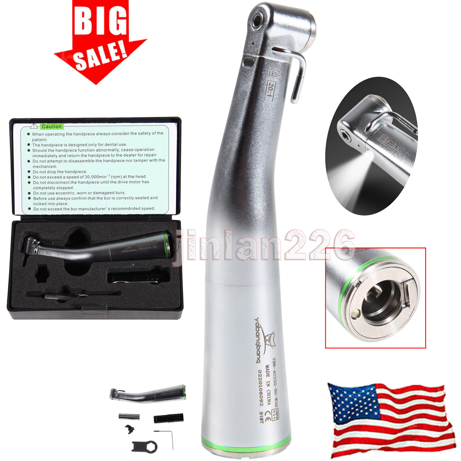 Dental 20:1 Implant LED Surgical Contra Angle Handpiece Low Speed NSK Style