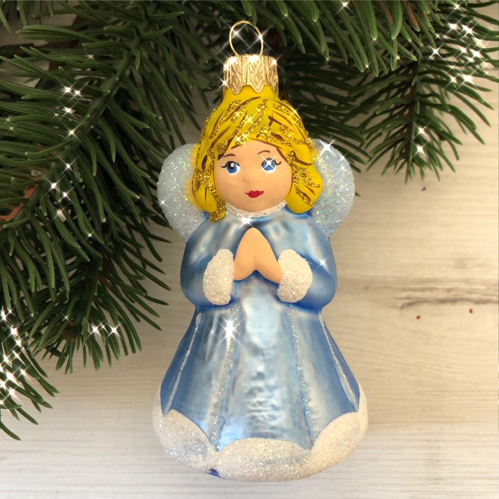 Blue Angel Christmas Glass Ornament Holiday Tree Decor Made Ukraine 4\