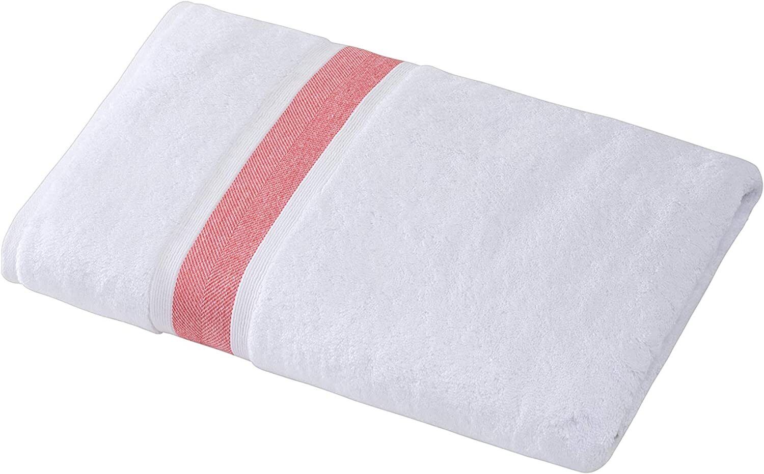 Large Bath Towels 100% Cotton Turkish Bath Towel 35x67 Salmon White