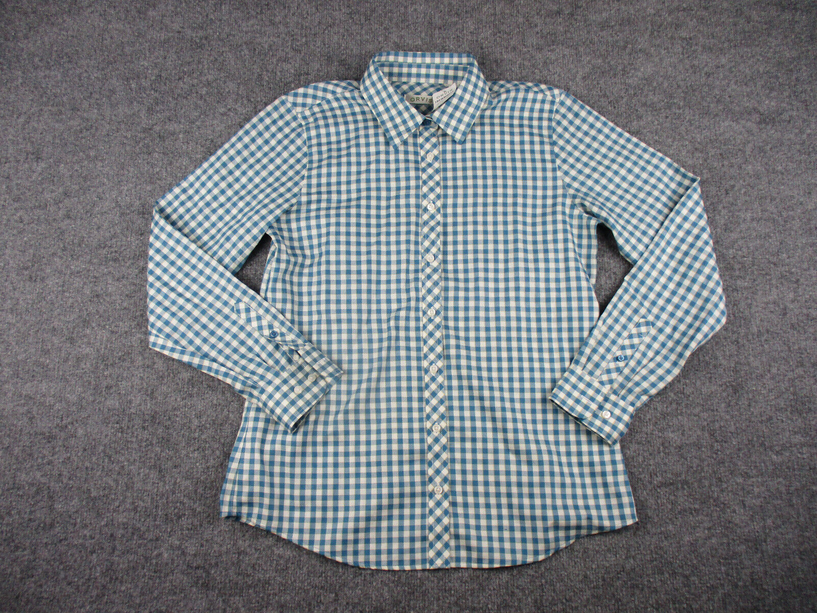 Orvis Shirt Adult Size 8 Blue Plaid Long Sleeve Button Up Womens NWT *Read