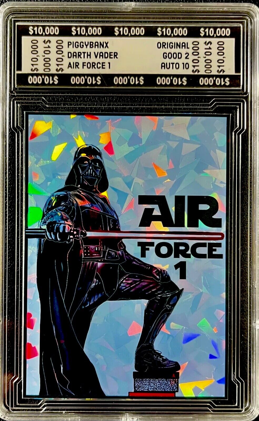Darth Vader / Air Force 1 Piggybanx Shattered Ice 1/1 Artist\'s Proof 2022