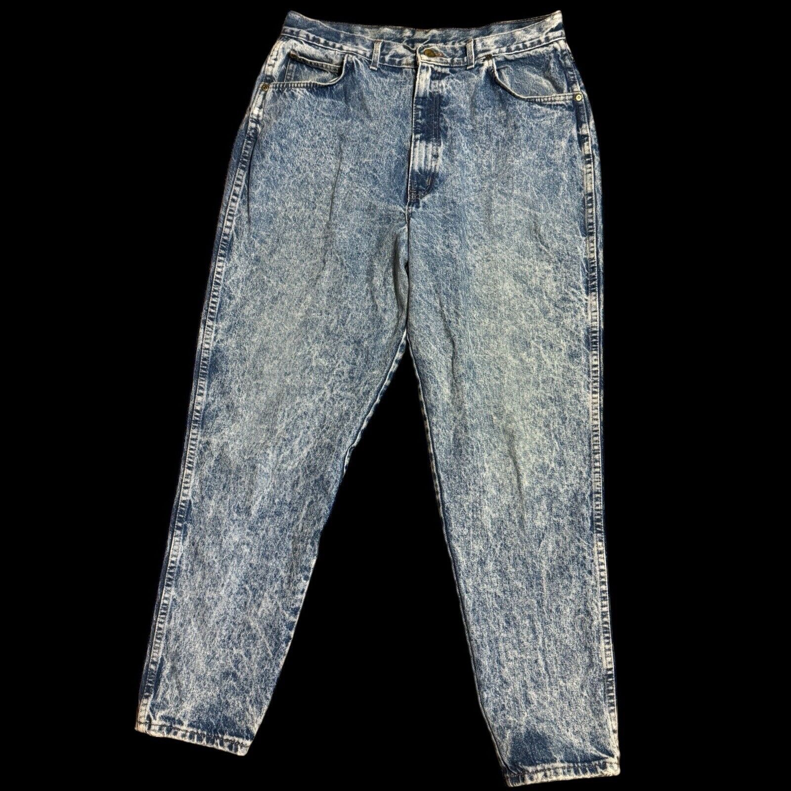 Vtg Chic Denim Jeans 80s High-Waisted Mom Tapered Acid Wash Womens , 35\