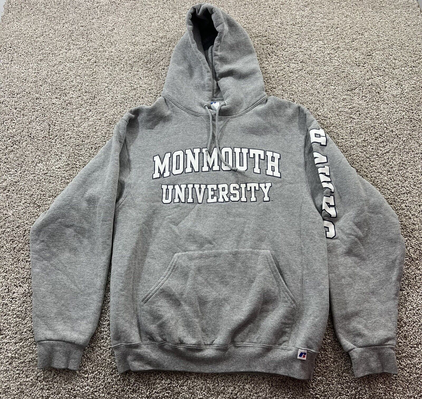 Vintage Monmouth Hawks Sweater Mens Medium Gray Hoodie University Streetwear 90s