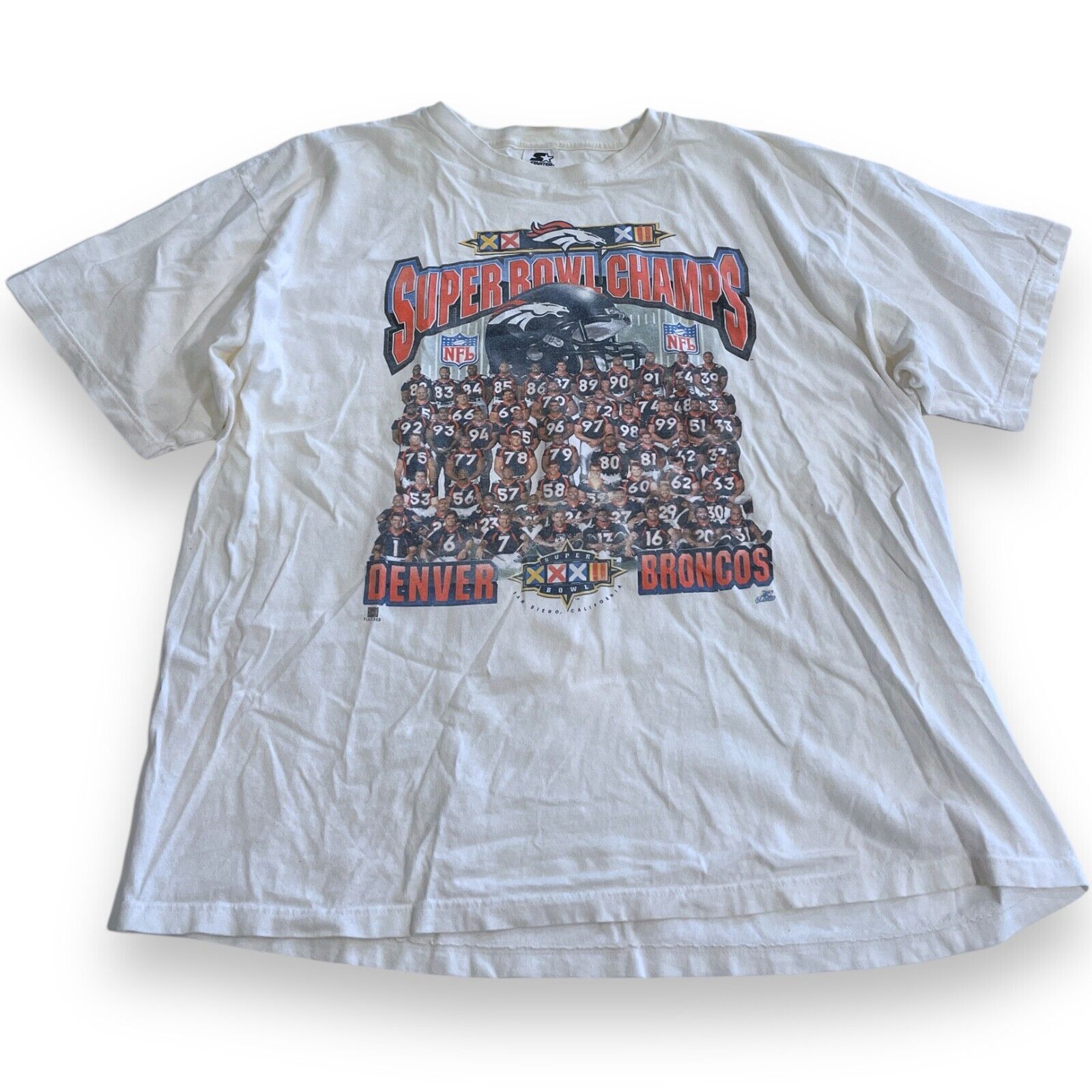 Vintage Starter Denver Broncos Super Bowl Champs XXXII 1998 T-Shirt Men\'s XL