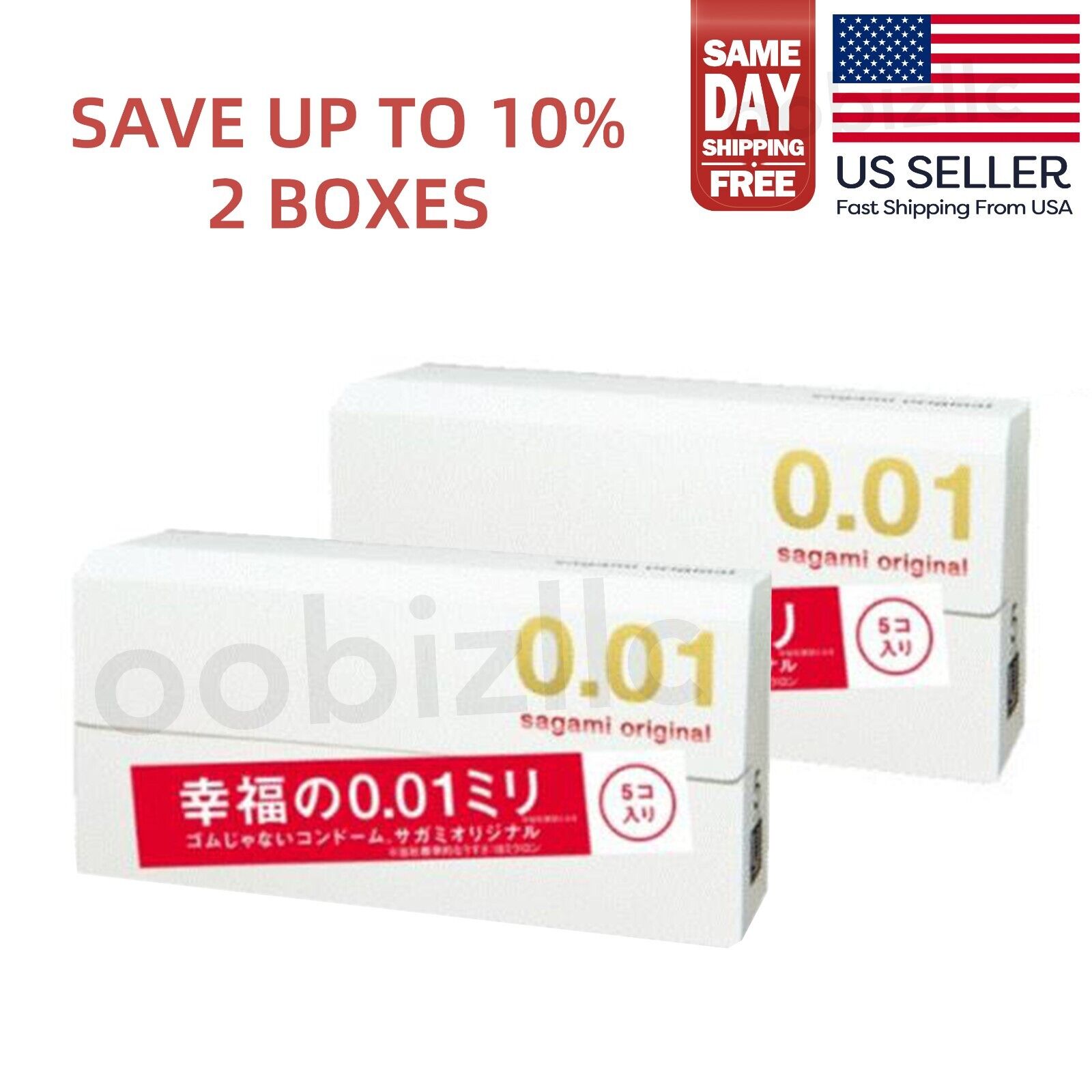 Sagami Original 001 Ultra Thin Condoms 0.01mm 5 Pcs (2 BOXES)- US Seller