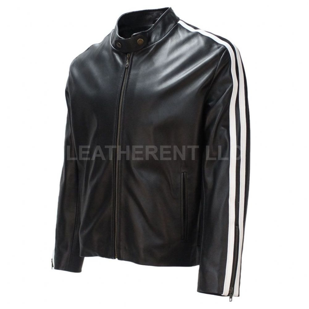 Mens Lethal Weapon 4 Martin Riggs Movie Outfit Bike Sheepskin Leather Jacket