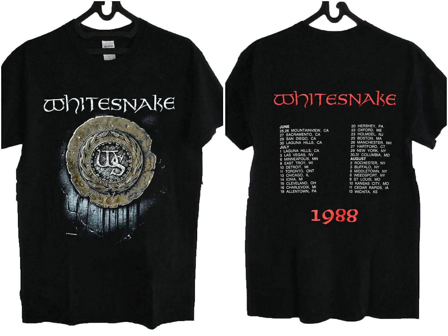 Vintage 80s Whitesnake Rock Concert Tour T-Shirt Double Sides For Fans