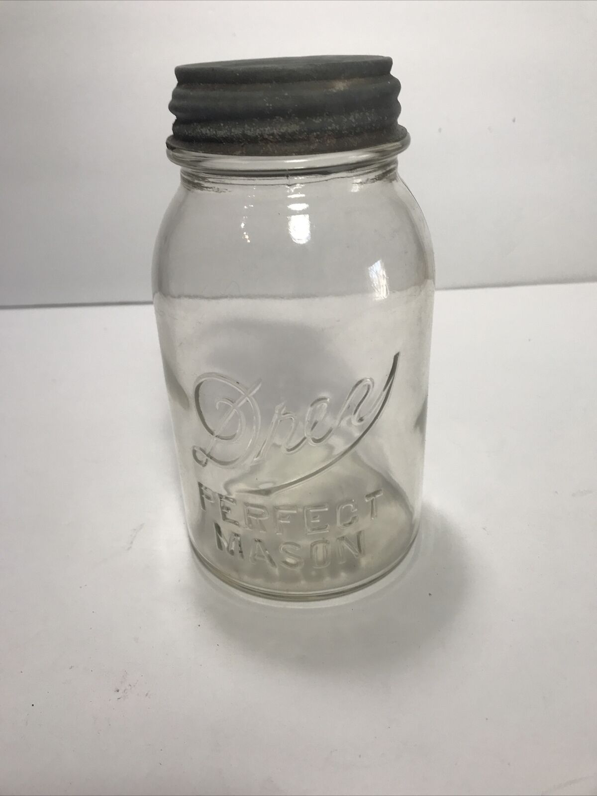 Vintage Drey Perfect Mason Quart Jar w/ Zinc Lid Light Smokey Yellow Tint