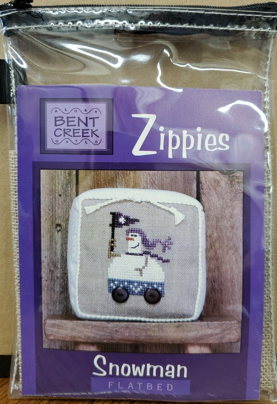Bent Creek Zippies Snowman Flatbed Cross Stitch Kit NIP