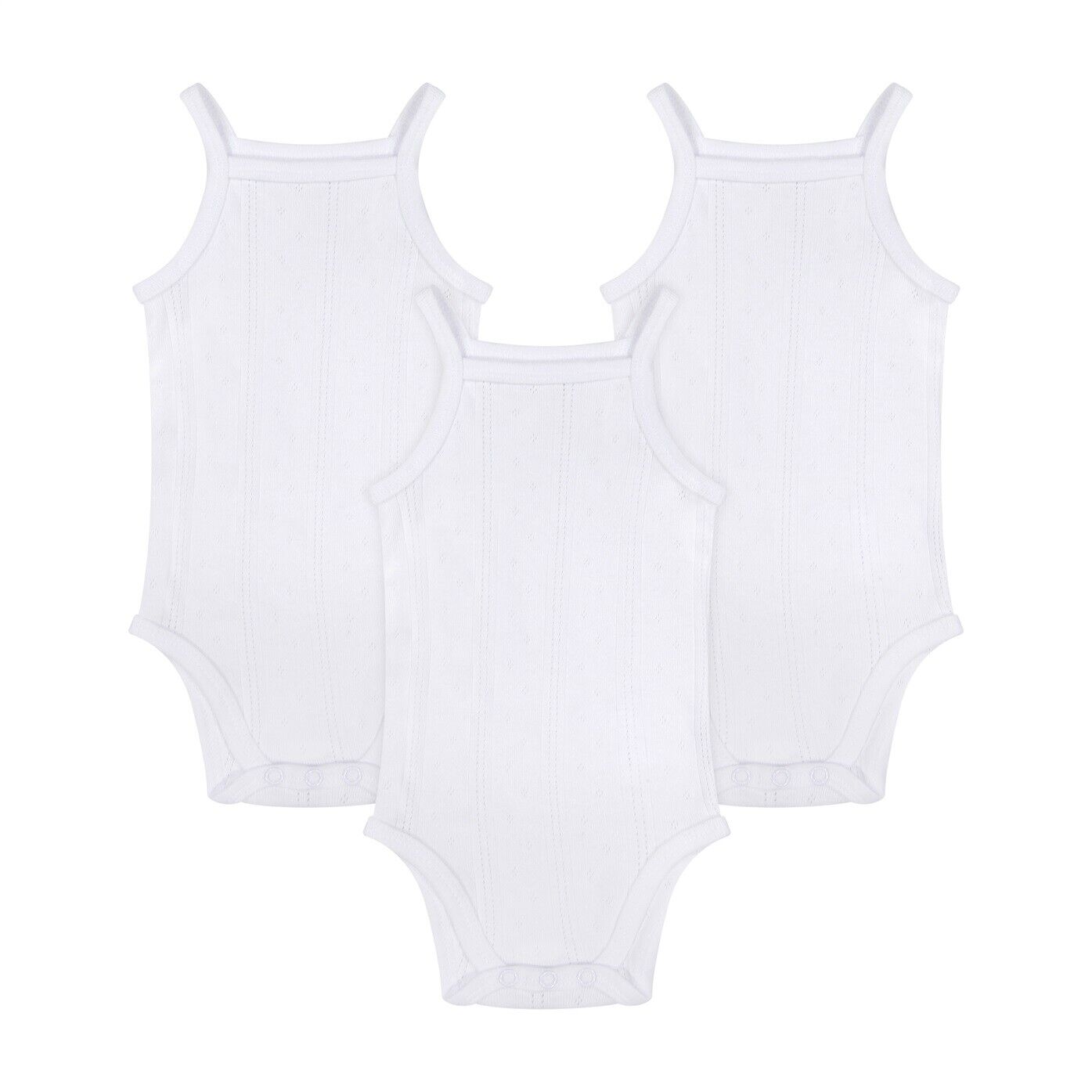 Buyless Fashion Baby Boy White Eyelet Camisole In Soft Cotton Colored Trim