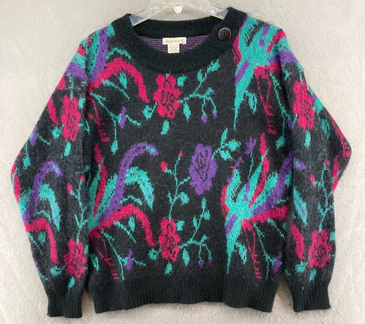 Susann D Womens Sweater Medium Floral Vintage 80s 90s