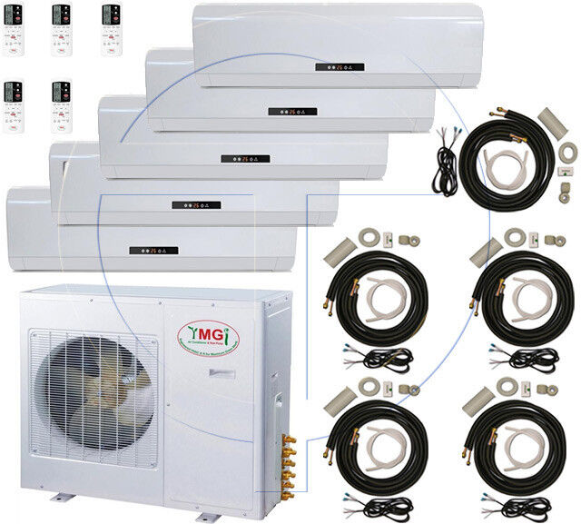 5 Ton Quint Zone Ductless Split Air Conditioner 60000 BTU: 12000 x 5, SANYO COMP