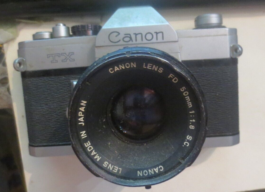 Vintage Canon TX 35mm SLR Film Camera Body with FD 50mm Lens 1:1.8 SC