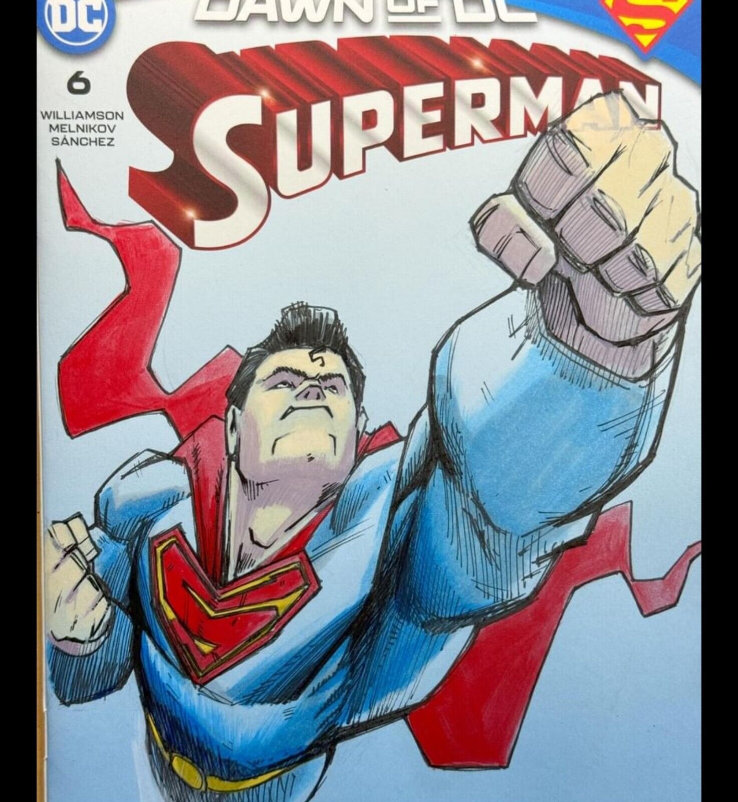 DAWN OF DC SUPERMAN BLANK SIGNED & REMARKED BY TODD BEATS W/COA HAND DRAWN 1/1