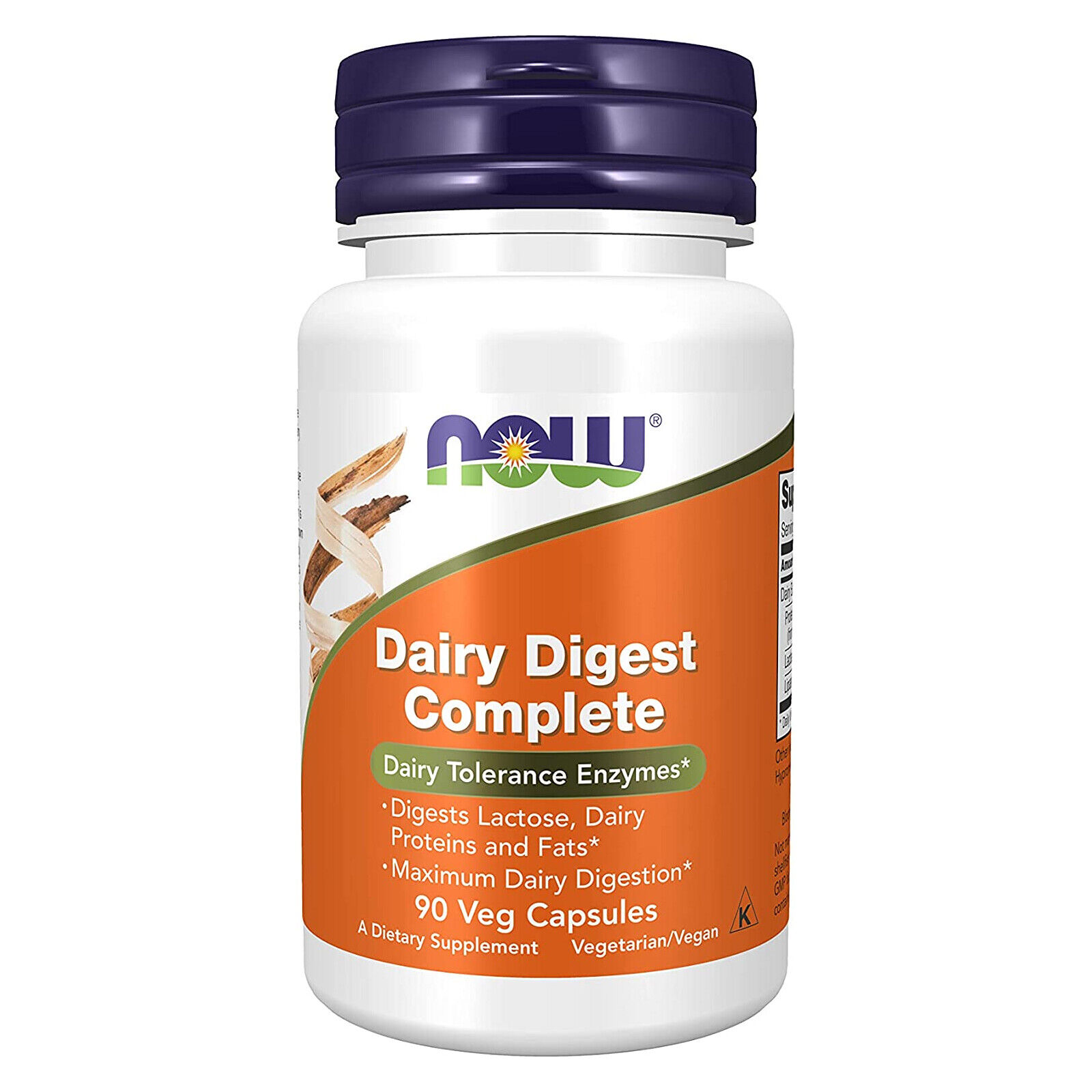 NOW FOODS Dairy Digest Complete - 90 Veg Caps, Clearance for Best By 07/2024