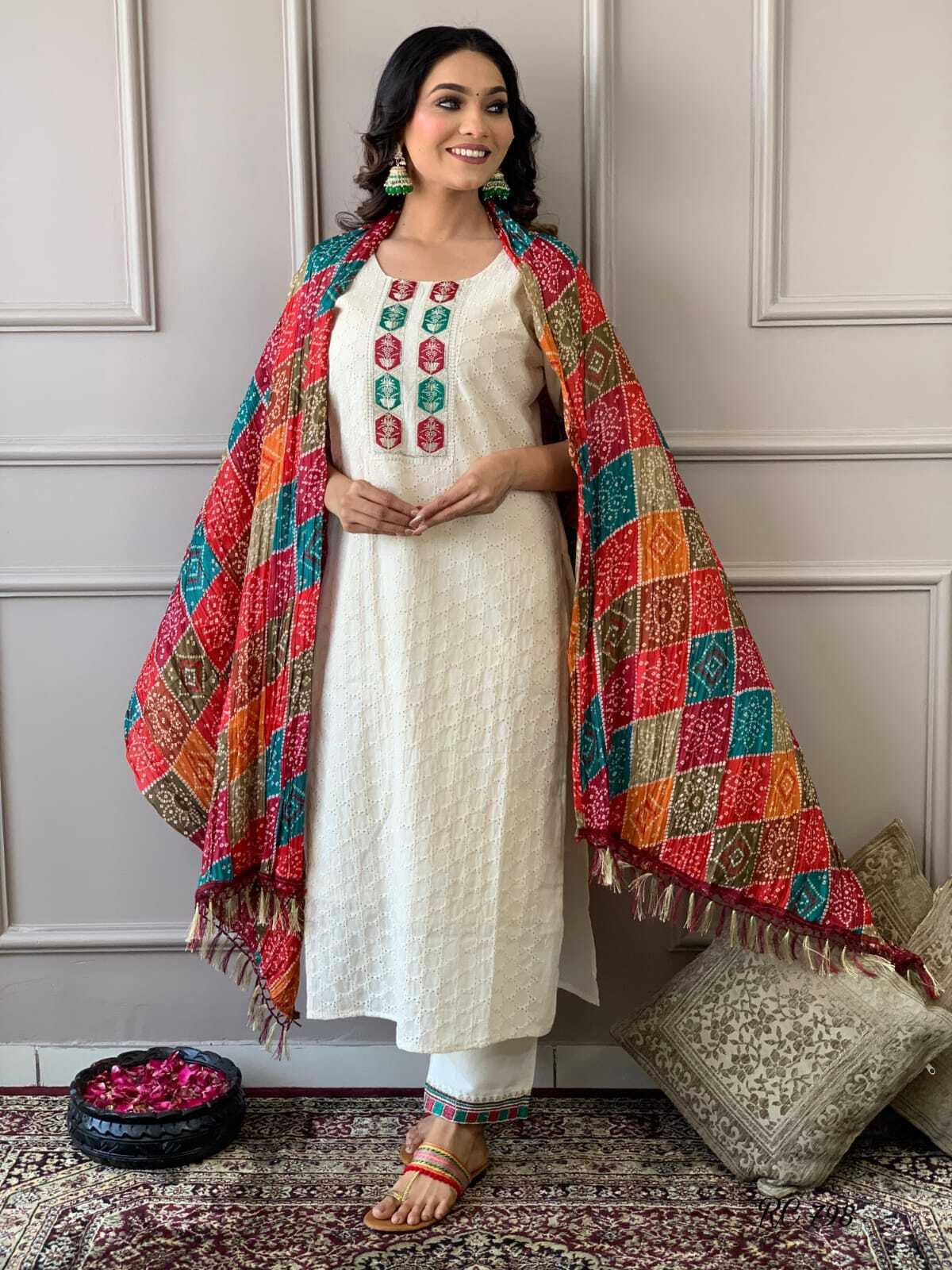 Indian Women Suit readymade Kurti Pant Dupatta 3pc Casual Ethnic Party Dress